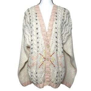 One Step Up Womens Knit Cardigan Sweater VTG Cottagecore Grannycore 90s‎ Medium